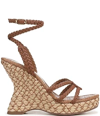 Sam Edelman Mindie Braided Leather Ankle Wrap Wedge Dress Sandals