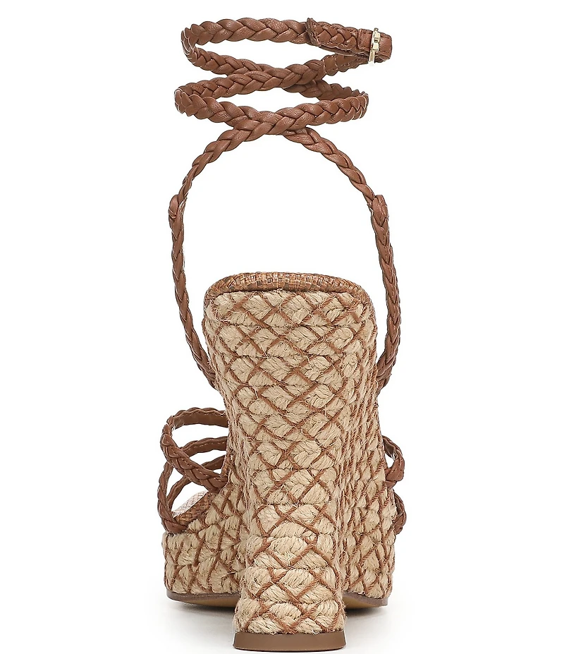 Sam Edelman Mindie Braided Leather Ankle Wrap Wedge Dress Sandals