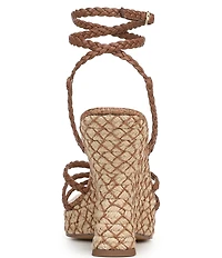 Sam Edelman Mindie Braided Leather Ankle Wrap Wedge Dress Sandals