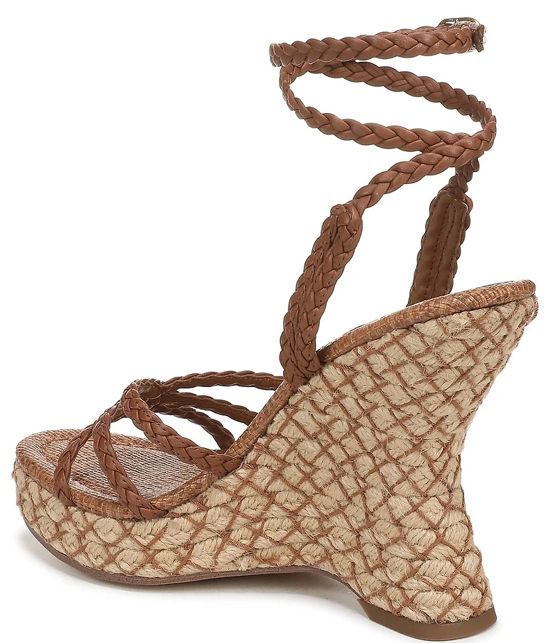 Sam Edelman Mindie Braided Leather Ankle Wrap Wedge Dress Sandals