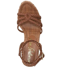 Sam Edelman Mindie Braided Leather Ankle Wrap Wedge Dress Sandals