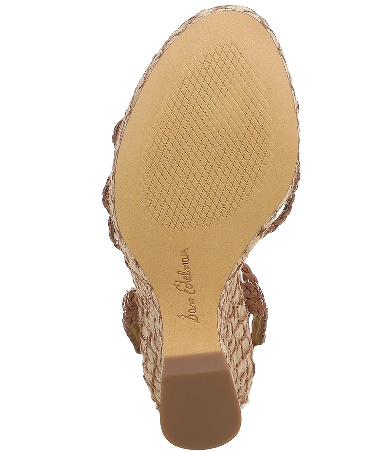 Sam Edelman Mindie Braided Leather Ankle Wrap Wedge Dress Sandals