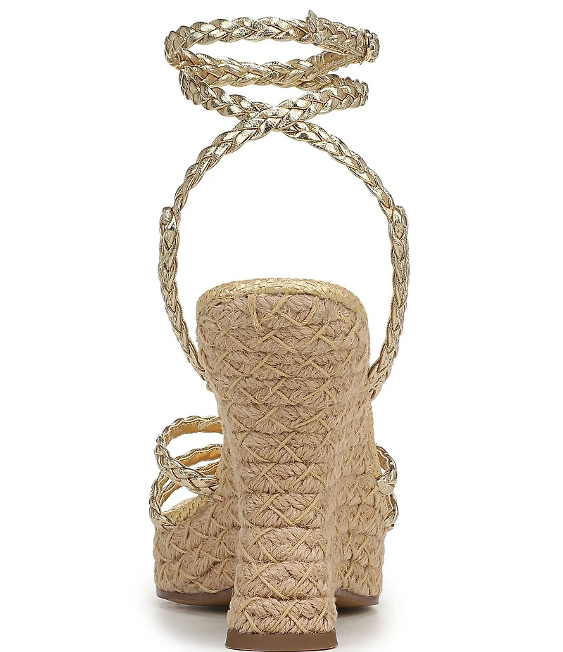 Sam Edelman Mindie Braided Leather Ankle Wrap Wedge Dress Sandals