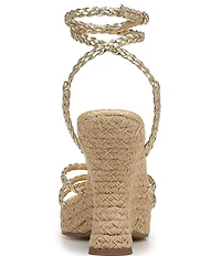 Sam Edelman Mindie Braided Leather Ankle Wrap Wedge Dress Sandals