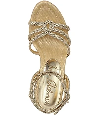 Sam Edelman Mindie Braided Leather Ankle Wrap Wedge Dress Sandals