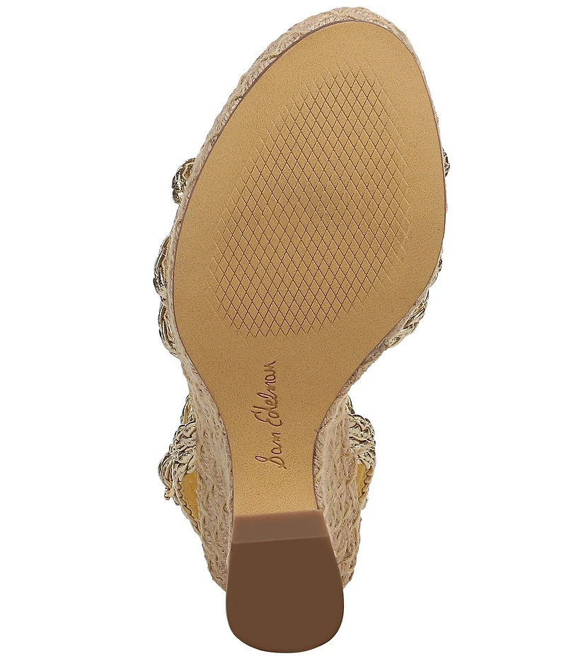 Sam Edelman Mindie Braided Leather Ankle Wrap Wedge Dress Sandals