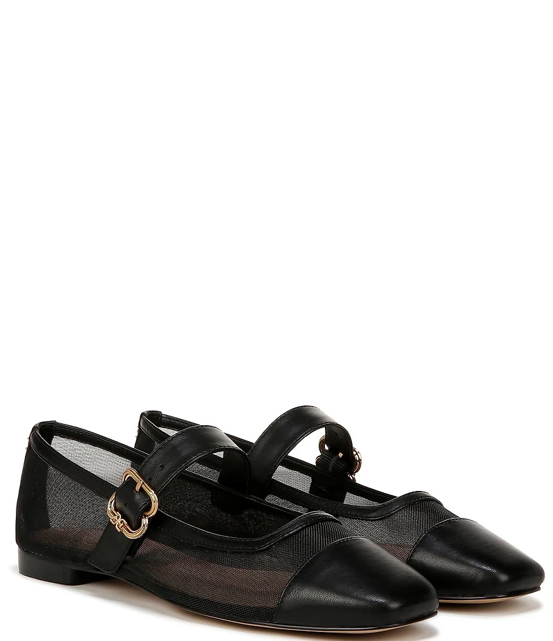 Sam Edelman Miranda Mesh Leather Mary Jane Flats