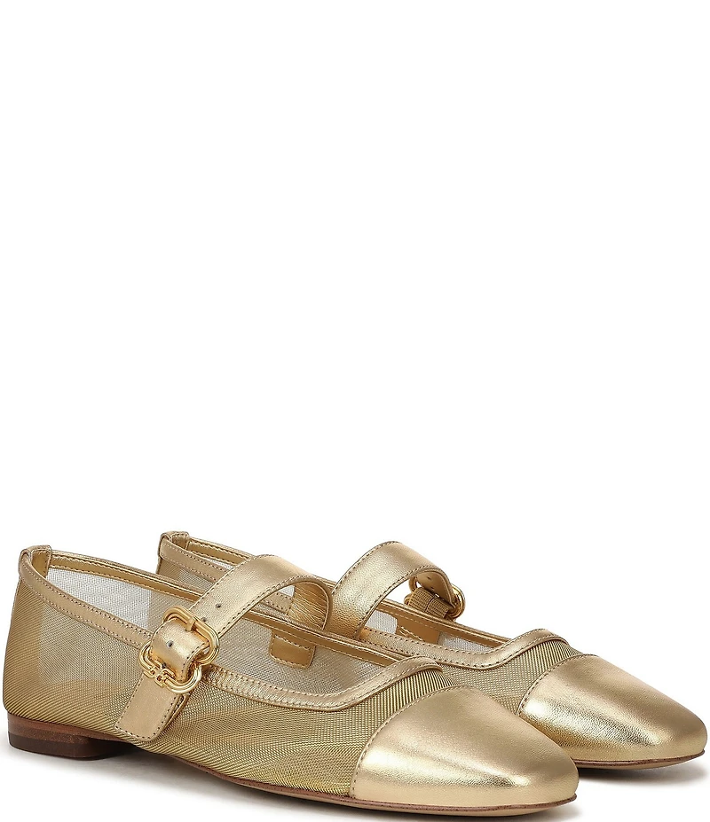 Sam Edelman Miranda Mesh Leather Mary Jane Flats