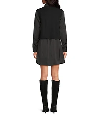 Sam Edelman Mix Media Long Sleeve Sweater Mini Shirt Dress