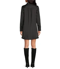 Sam Edelman Mix Media Long Sleeve Sweater Mini Shirt Dress