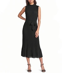 Sam Edelman Mock Neck Pleated Midi Dress