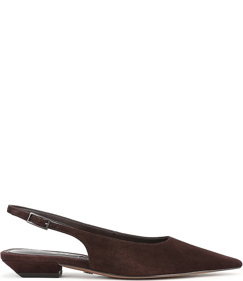 Sam Edelman Netty Suede Pointed Toe Kitten Heel Slingback Flats