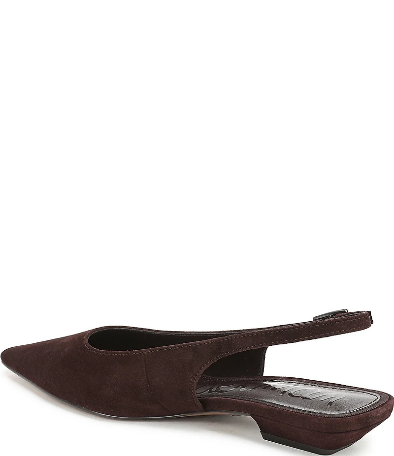 Sam Edelman Netty Suede Pointed Toe Kitten Heel Slingback Flats