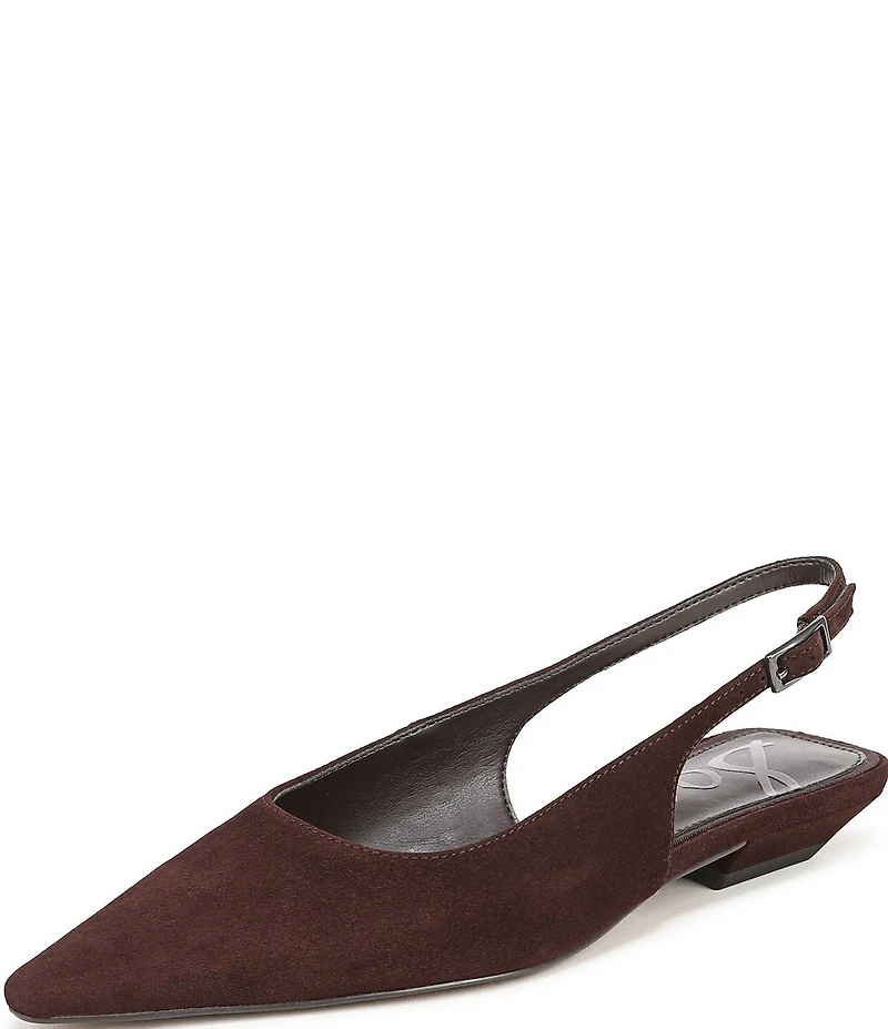 Sam Edelman Netty Suede Pointed Toe Kitten Heel Slingback Flats