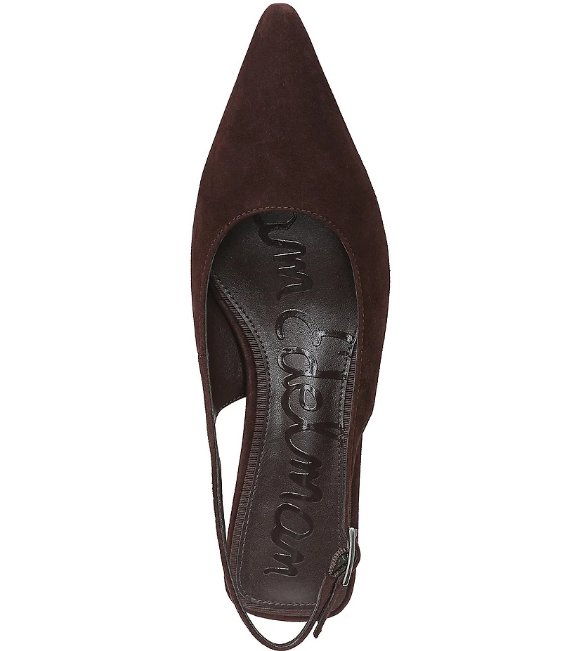 Sam Edelman Netty Suede Pointed Toe Kitten Heel Slingback Flats