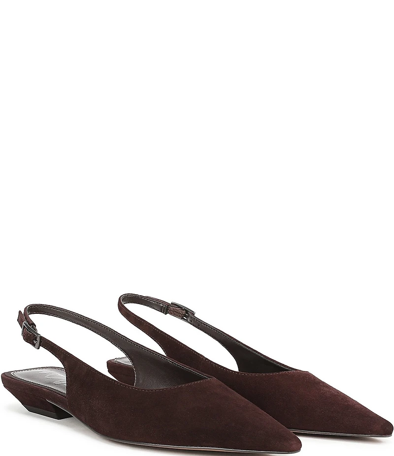 Sam Edelman Netty Suede Pointed Toe Kitten Heel Slingback Flats