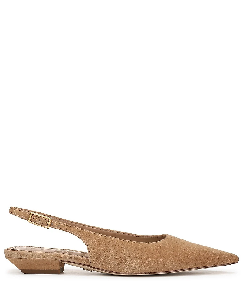 Sam Edelman Netty Suede Pointed Toe Kitten Heel Slingback Flats