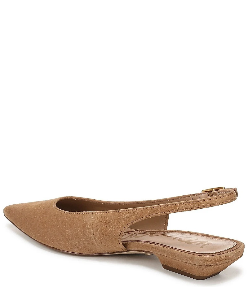 Sam Edelman Netty Suede Pointed Toe Kitten Heel Slingback Flats