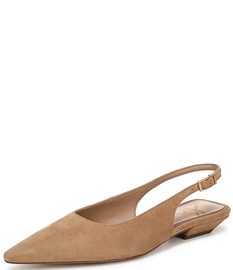 Sam Edelman Netty Suede Pointed Toe Kitten Heel Slingback Flats