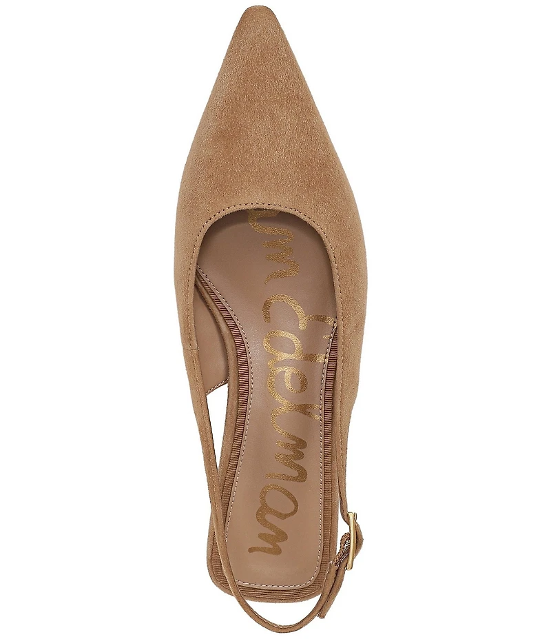Sam Edelman Netty Suede Pointed Toe Kitten Heel Slingback Flats
