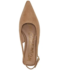 Sam Edelman Netty Suede Pointed Toe Kitten Heel Slingback Flats