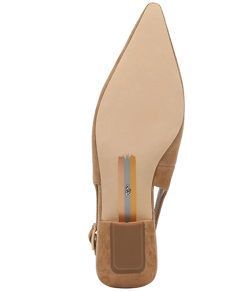 Sam Edelman Netty Suede Pointed Toe Kitten Heel Slingback Flats