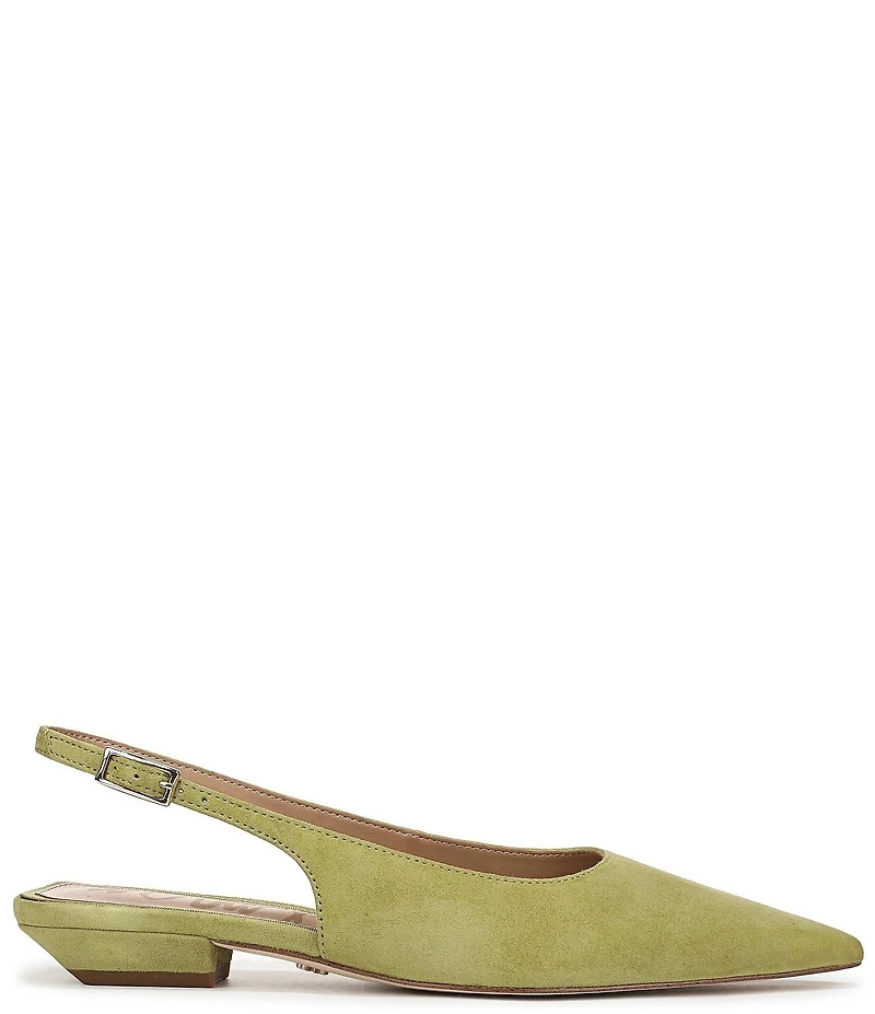 Sam Edelman Netty Suede Pointed Toe Kitten Heel Slingback Flats