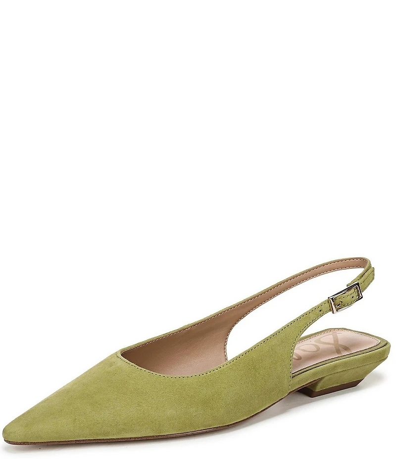 Sam Edelman Netty Suede Pointed Toe Kitten Heel Slingback Flats