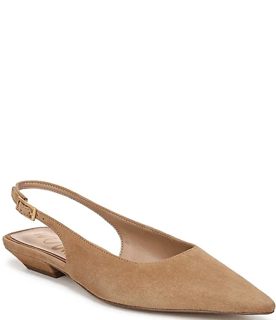 Sam Edelman Netty Suede Pointed Toe Kitten Heel Slingback Flats