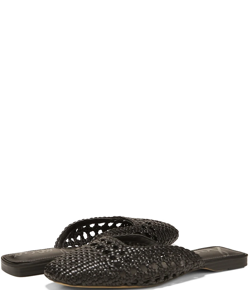 Sam Edelman Nola Woven Leather Square Toe Mules