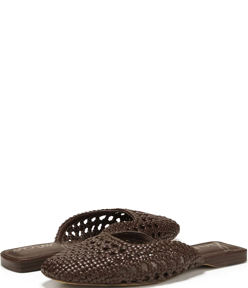 Sam Edelman Nola Woven Leather Square Toe Mules