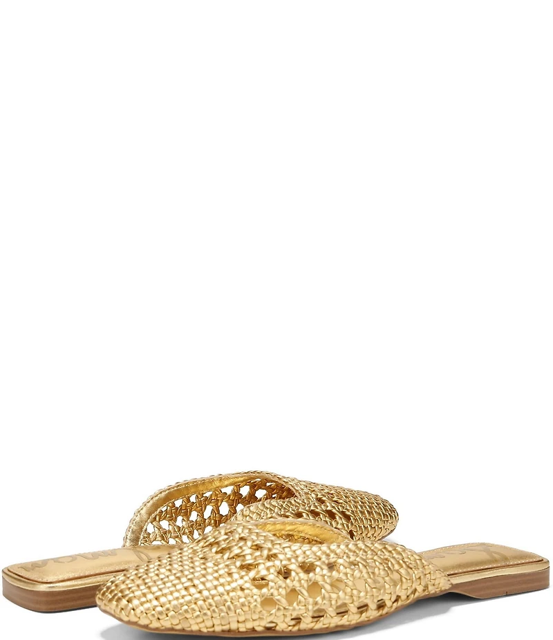 Sam Edelman Nola Woven Leather Square Toe Mules