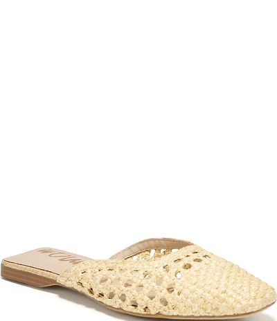 Sam Edelman Nola Woven Raffia Square Toe Mules