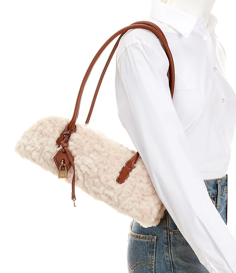 Sam Edelman Nori Faux Fur East-West Bowler Satchel Bag