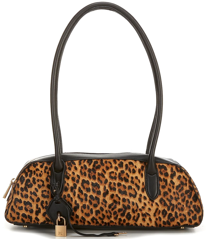 Sam Edelman Nori Leopard Haircalf Bowler Satchel Bag