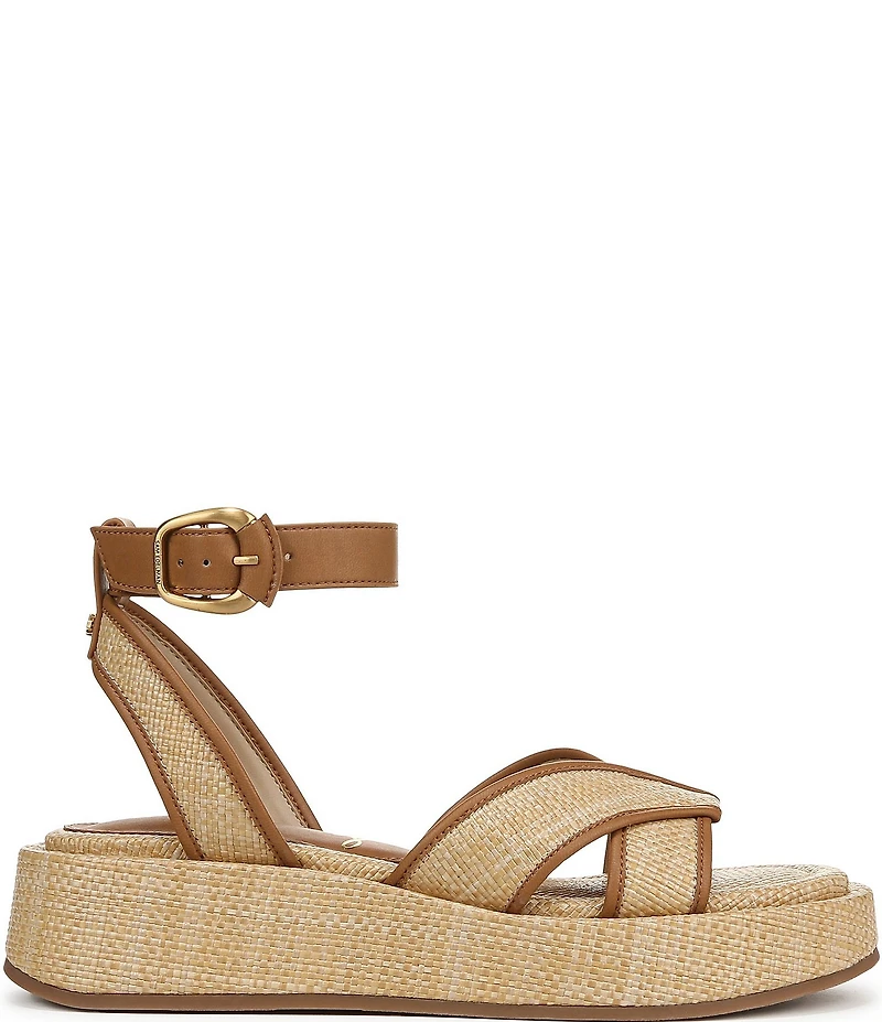 Sam Edelman Nylie Raffia Ankle Strap Platform Sandals