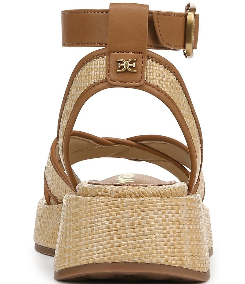 Sam Edelman Nylie Raffia Ankle Strap Platform Sandals