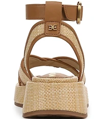 Sam Edelman Nylie Raffia Ankle Strap Platform Sandals