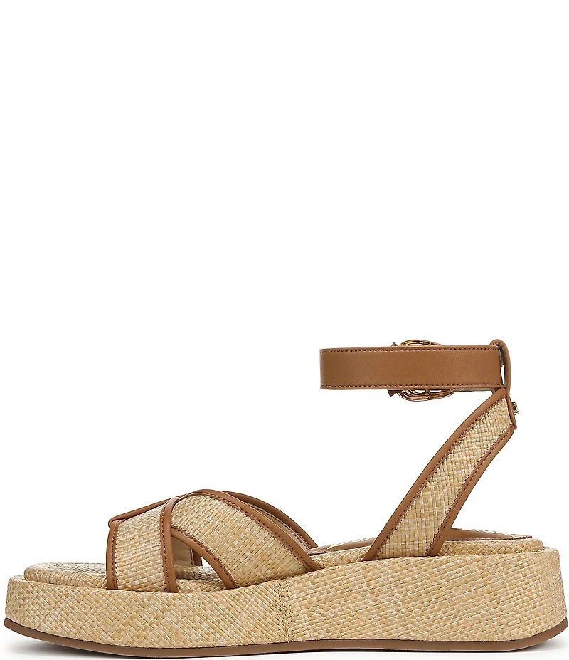 Sam Edelman Nylie Raffia Ankle Strap Platform Sandals