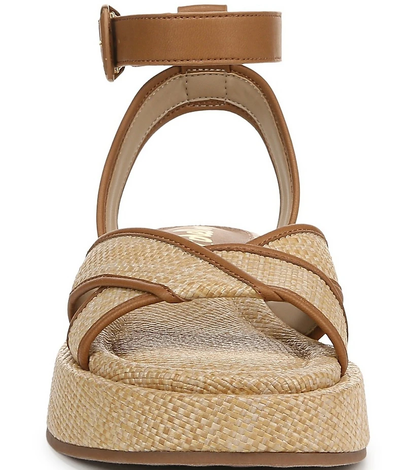 Sam Edelman Nylie Raffia Ankle Strap Platform Sandals