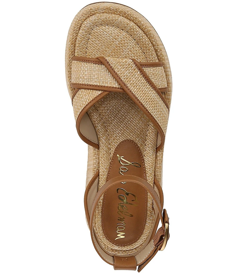 Sam Edelman Nylie Raffia Ankle Strap Platform Sandals