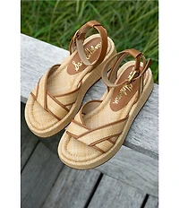 Sam Edelman Nylie Raffia Ankle Strap Platform Sandals