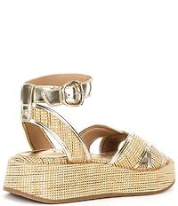 Sam Edelman Nylie Raffia Ankle Strap Platform Sandals