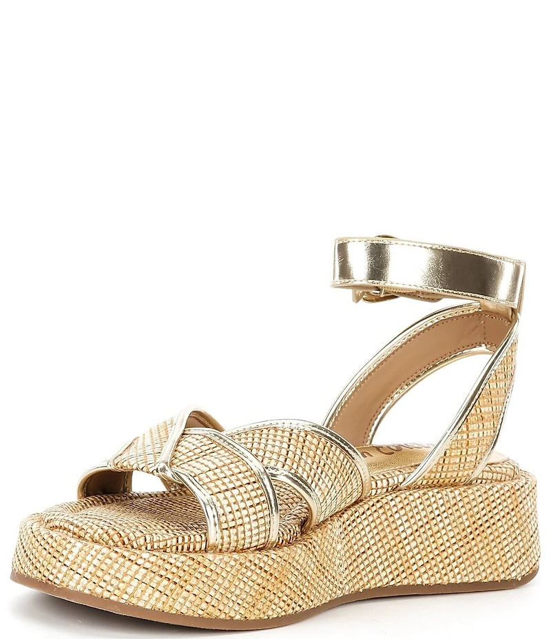 Sam Edelman Nylie Raffia Ankle Strap Platform Sandals