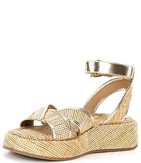 Sam Edelman Nylie Raffia Ankle Strap Platform Sandals