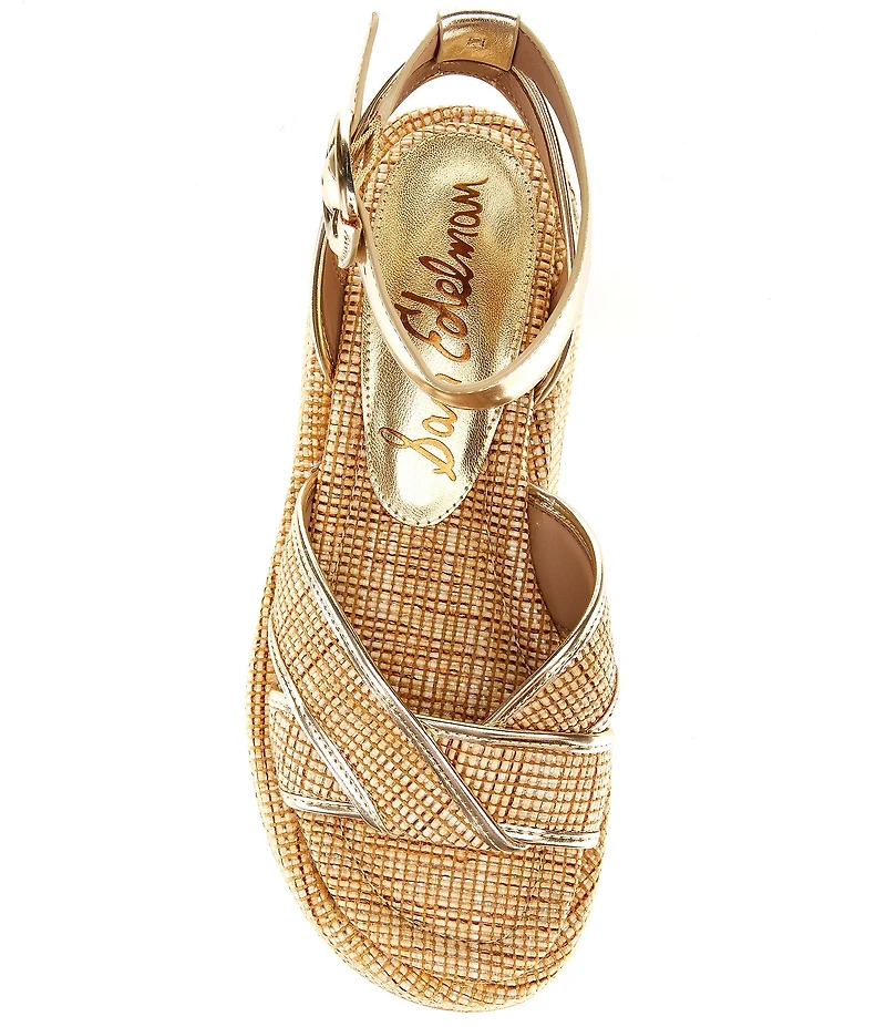 Sam Edelman Nylie Raffia Ankle Strap Platform Sandals