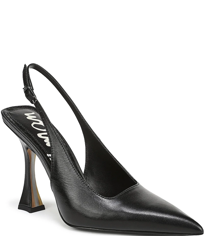 Sam Edelman Odette Leather Slingback Flared Heel Pointed Toe Pumps