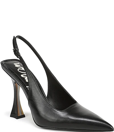 Sam Edelman Odette Leather Slingback Flared Heel Pointed Toe Pumps