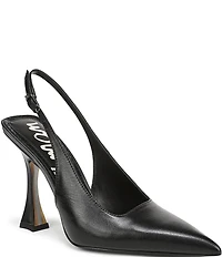 Sam Edelman Odette Leather Slingback Flared Heel Pointed Toe Pumps