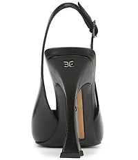 Sam Edelman Odette Leather Slingback Flared Heel Pointed Toe Pumps